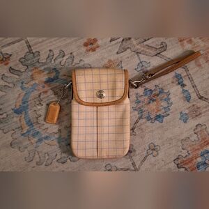 Vintage Coach Canvas Wristlet  in Beige Plaid